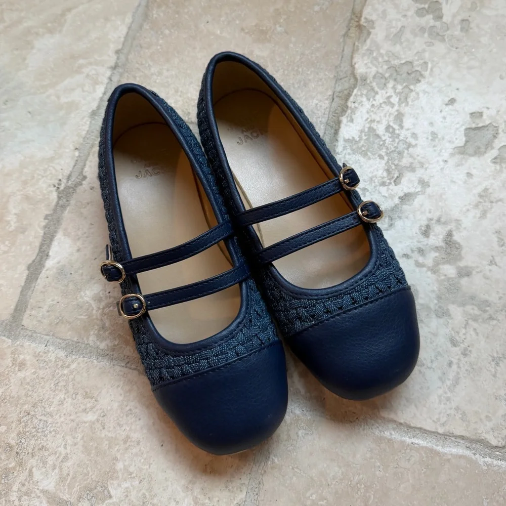 Janie and Jack Girls Navy Double-Strap Mary Jane Dress Shoes